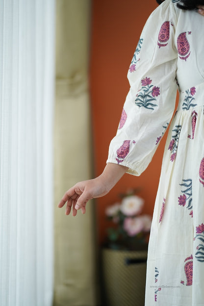 Saavan White Cotton Tier Dress