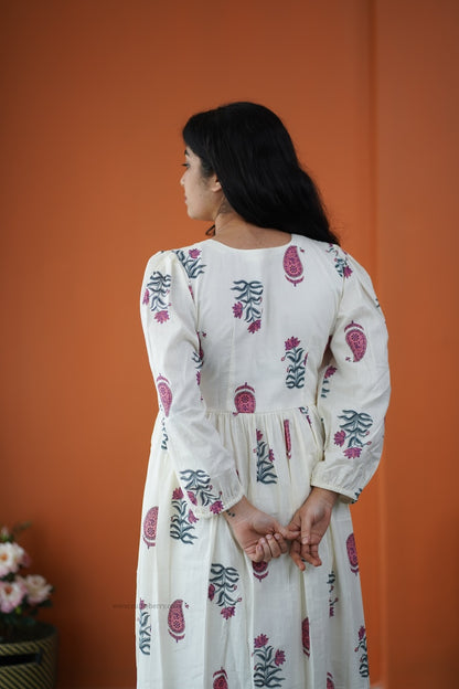 Saavan White Cotton Tier Dress