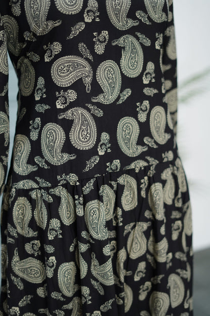 Saavan Black Cotton Tier Dress