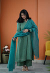 Nyra Leaf Green 3-Piece Cotton Co-ord Set