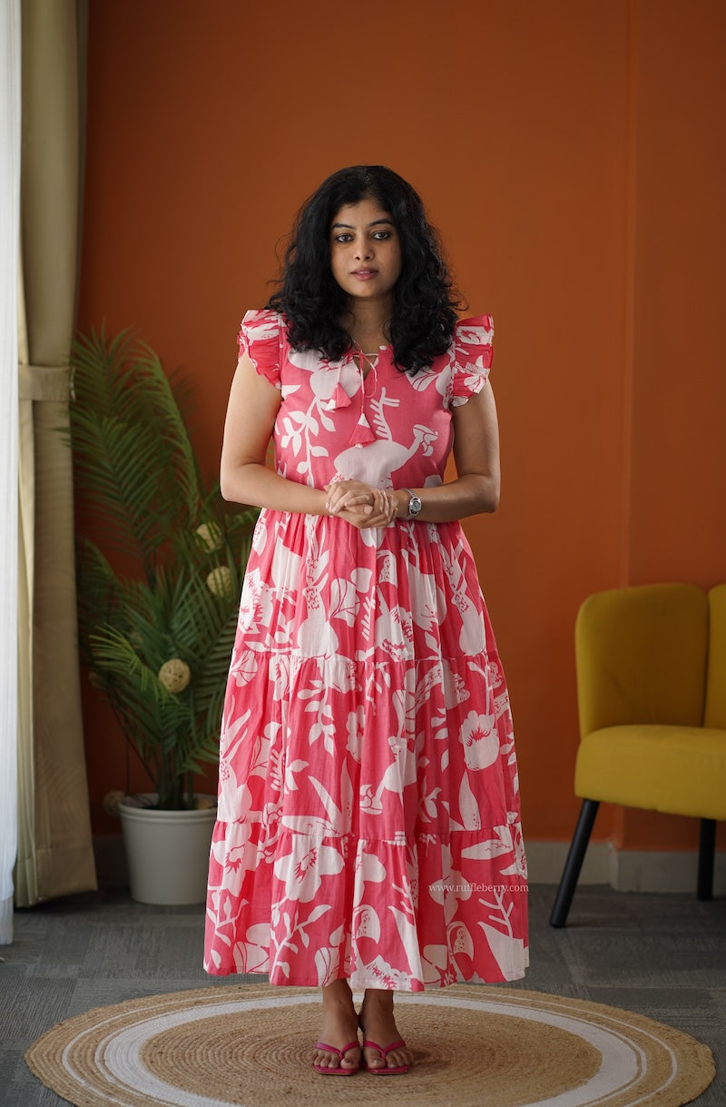 lela baby pink cotton tier dress