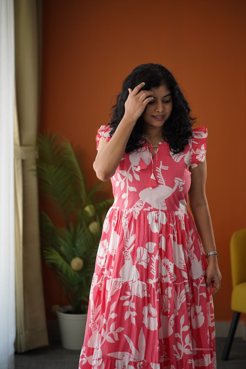 lela baby pink cotton tier dress