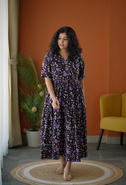 Lela Black Purple Tier Dress