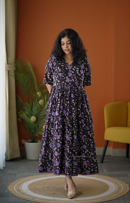 Lela Black Purple Tier Dress