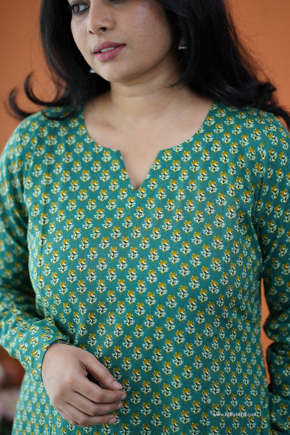 Nyra Leaf Green 3-Piece Cotton Co-ord Set