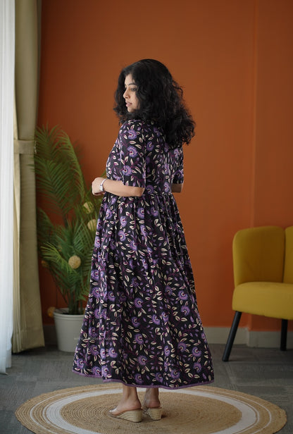 Lela Black Purple Tier Dress