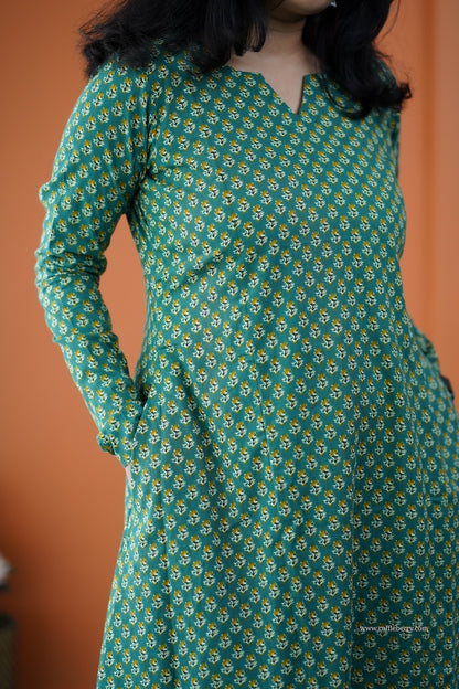 Nyra Leaf Green 3-Piece Cotton Co-ord Set