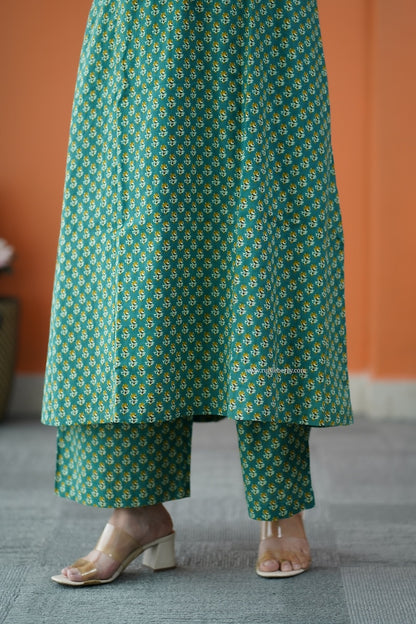 Nyra Leaf Green 3-Piece Cotton Co-ord Set