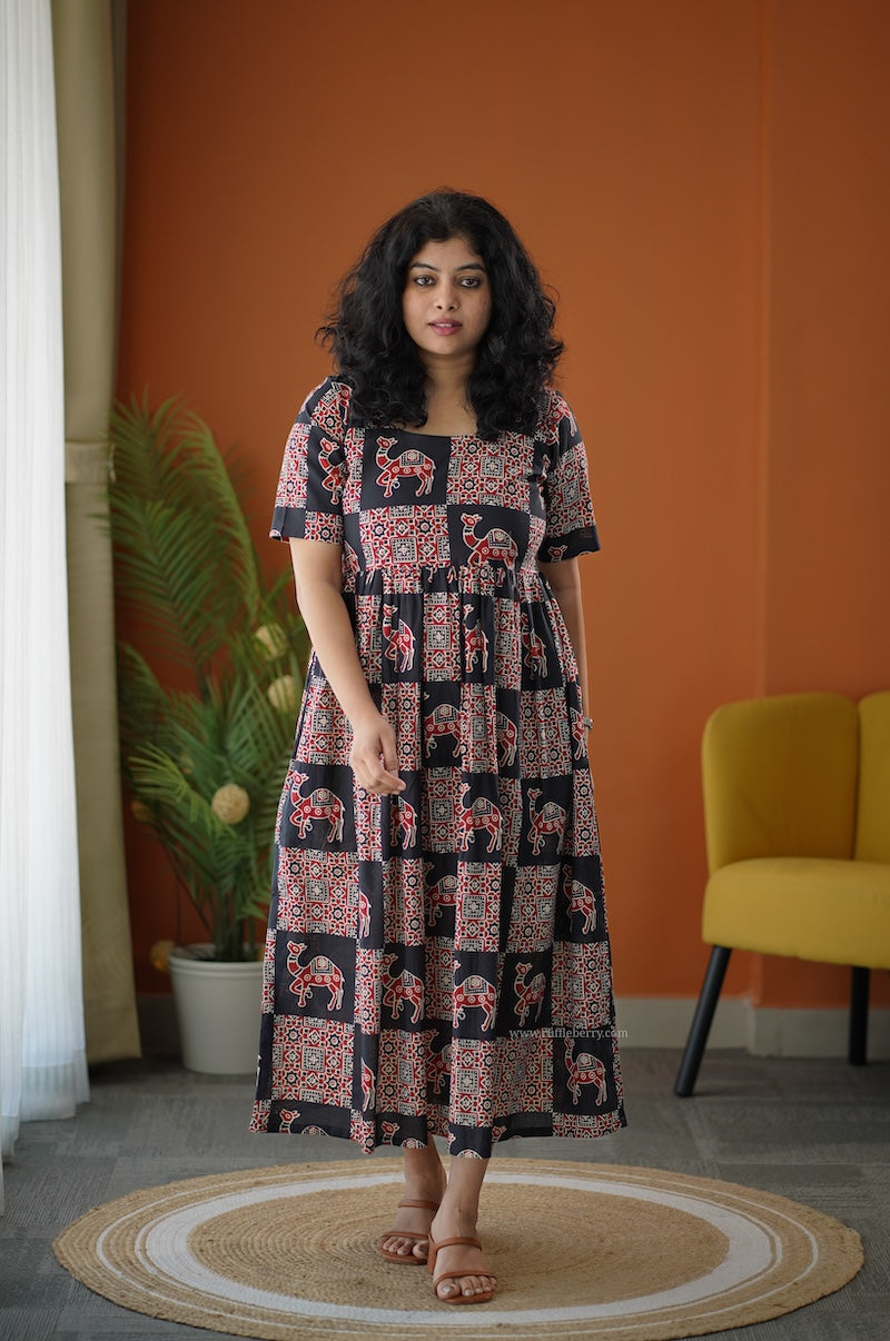 lela boho black cotton dress