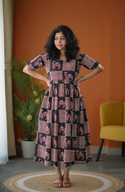 Lela Boho Black Cotton Dress