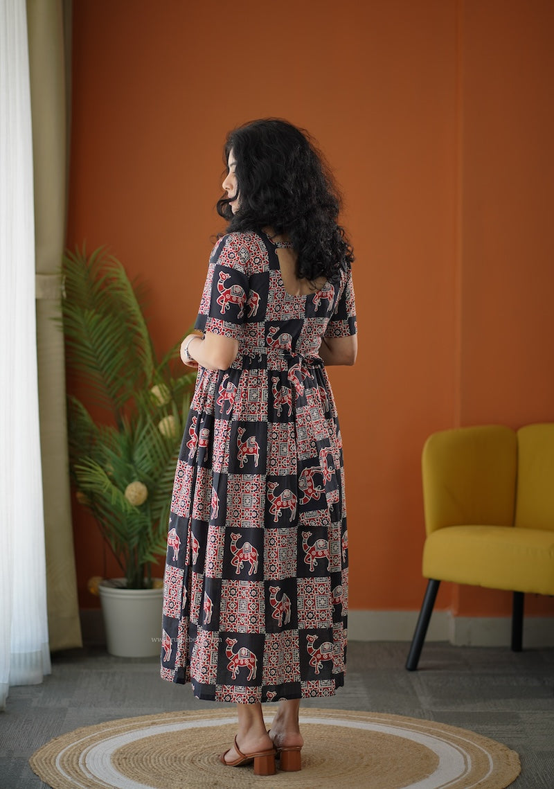 lela boho black cotton dress