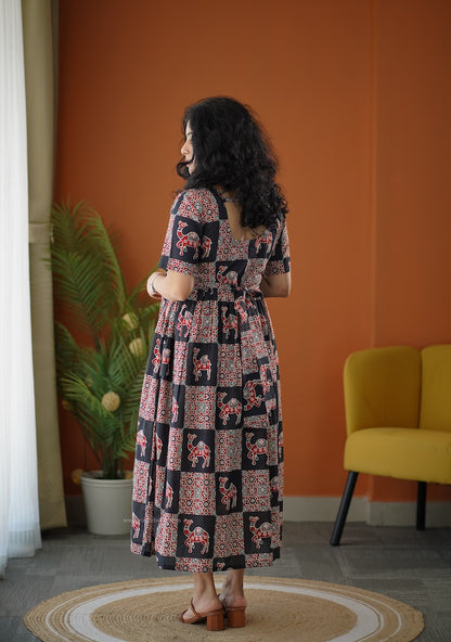 Lela Boho Black Cotton Dress