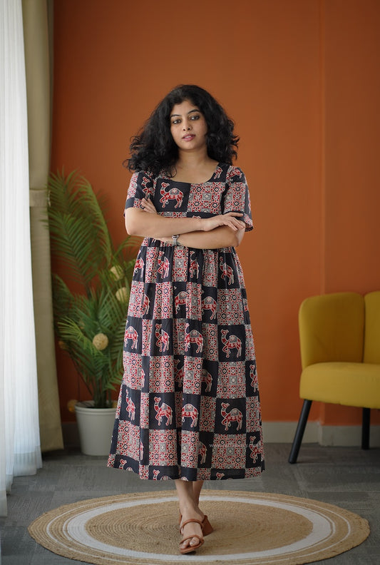 Lela Boho Black Cotton Dress