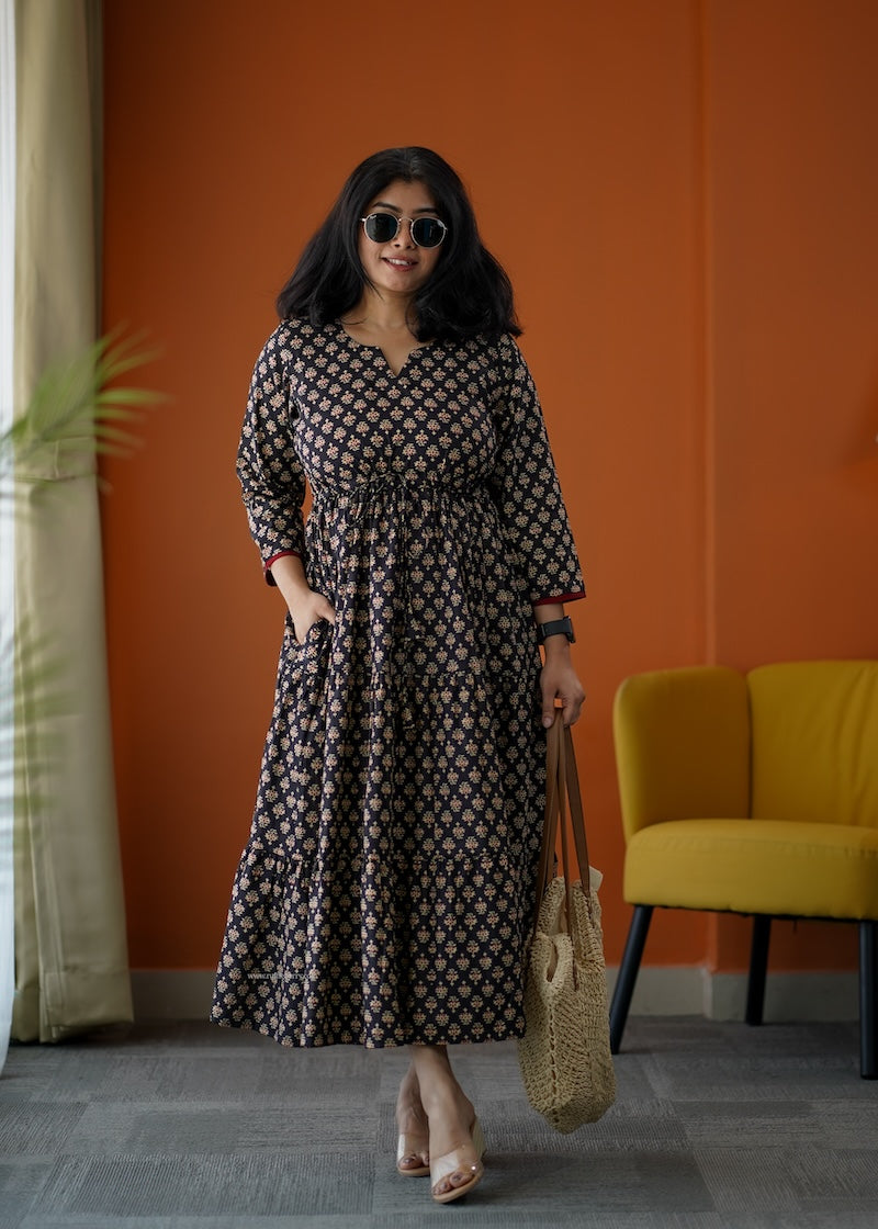 sumlove black cotton tier dress