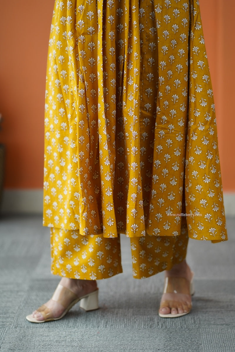 nyra mustard yellow 3-piece cotton co-ord set