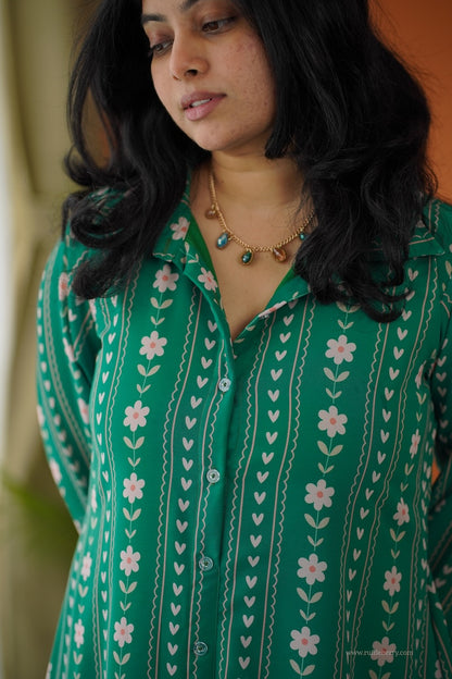 Elsa Green Maxi Shirt Georgette Dress