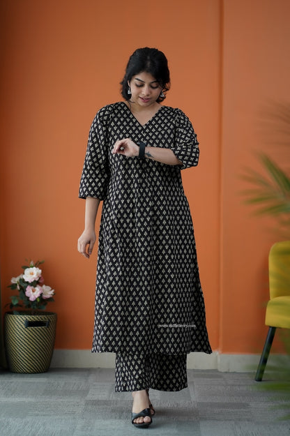 Nyra Black Coffee 3-Piece Cotton Co-ord Set