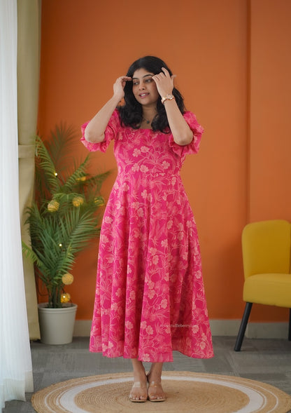 Elsa Pink Maxi A-Line Georgette Dress