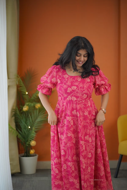 Elsa Pink Maxi A-Line Georgette Dress