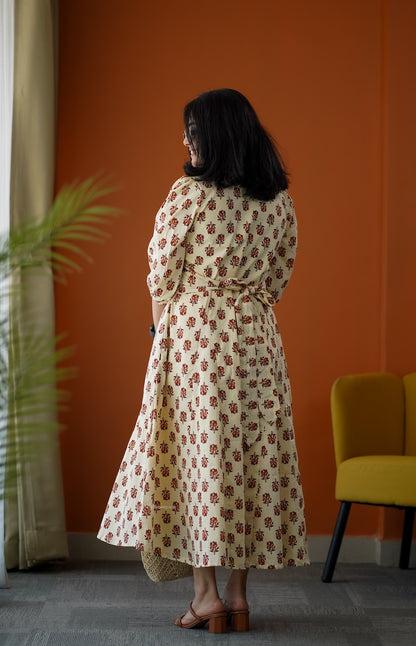 SumLove Cream Cotton Aline Dress