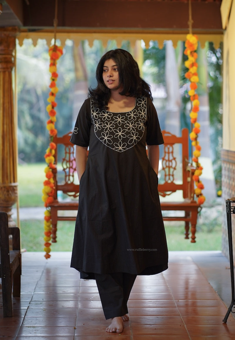 nithya black embroidered co-ord set