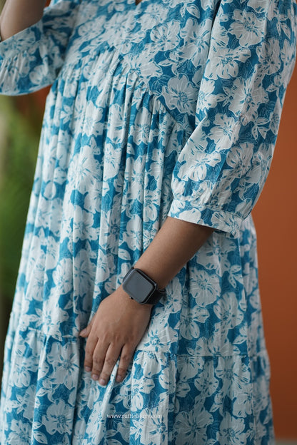SumLove Light Blue Cotton Tier Dress