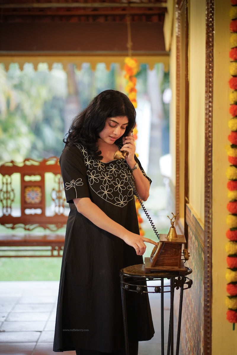 nithya black embroidered co-ord set