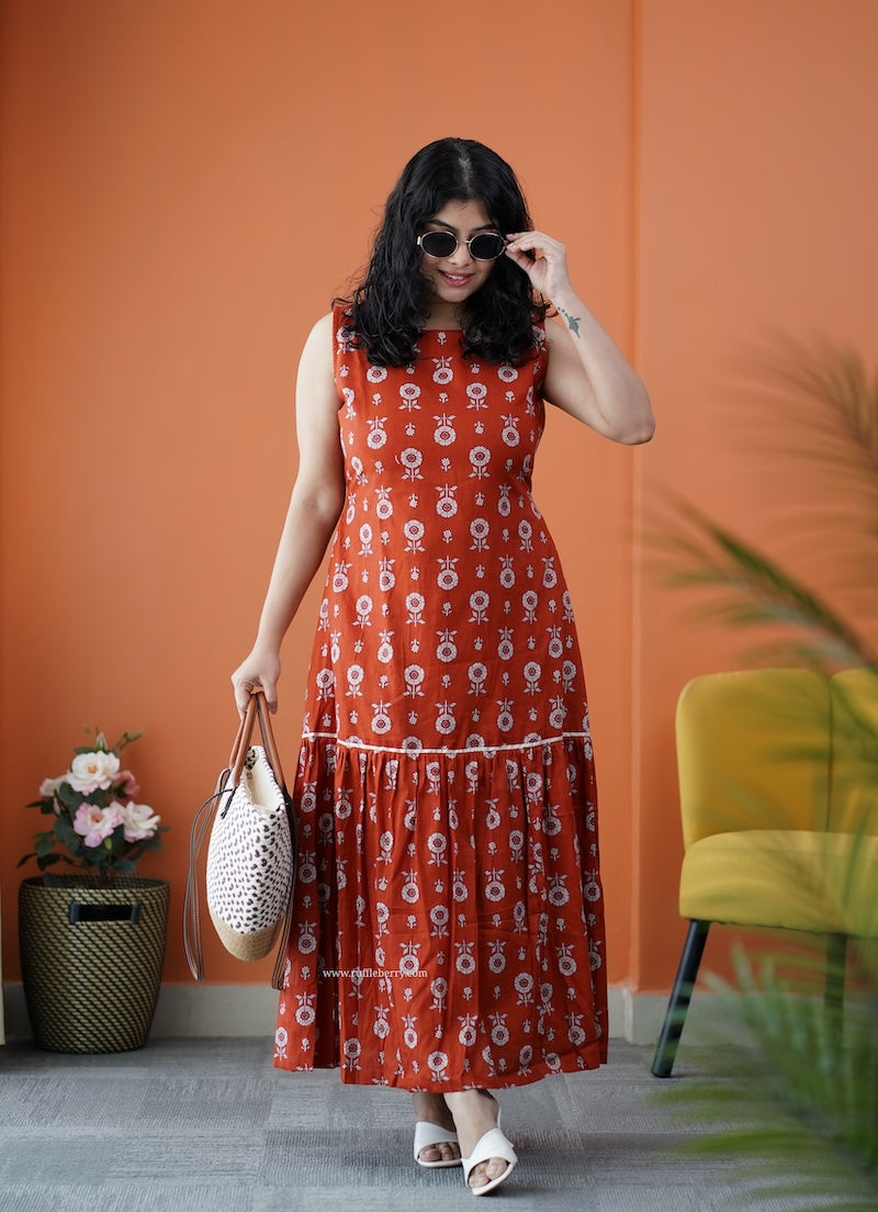 dahlia rust cotton aline dress