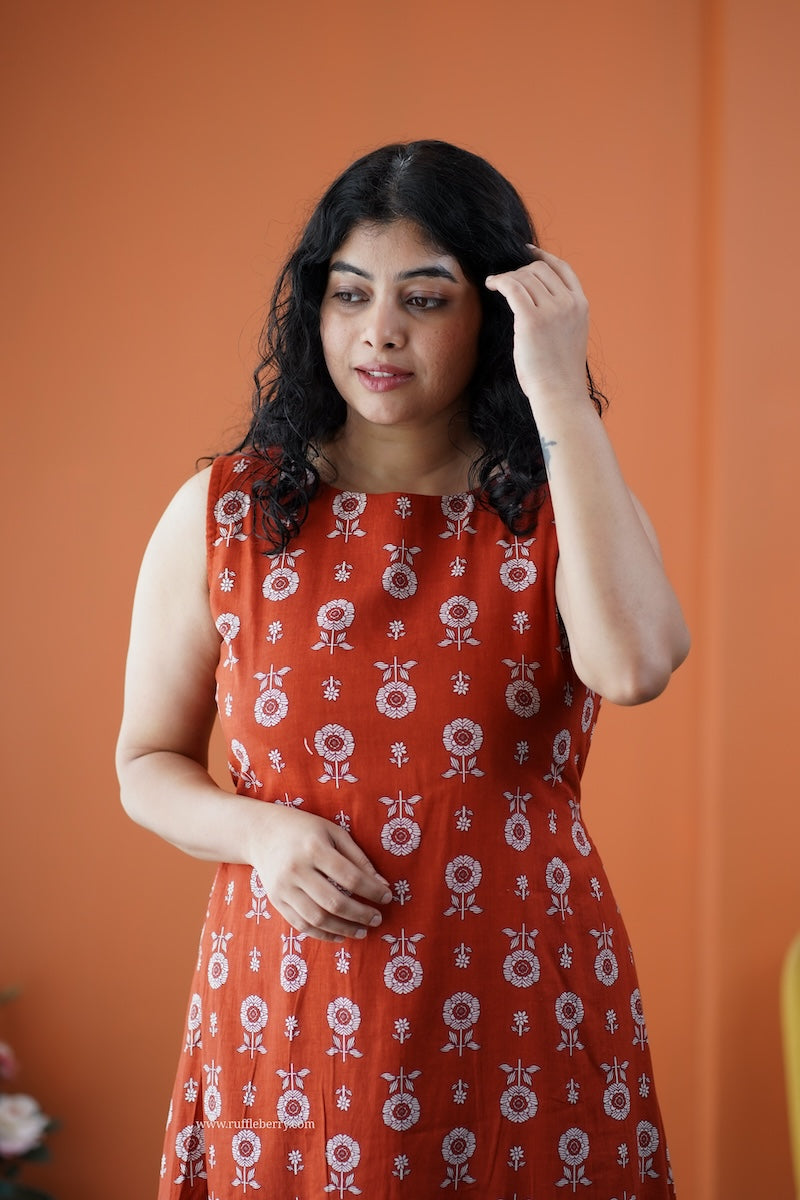 dahlia rust cotton aline dress