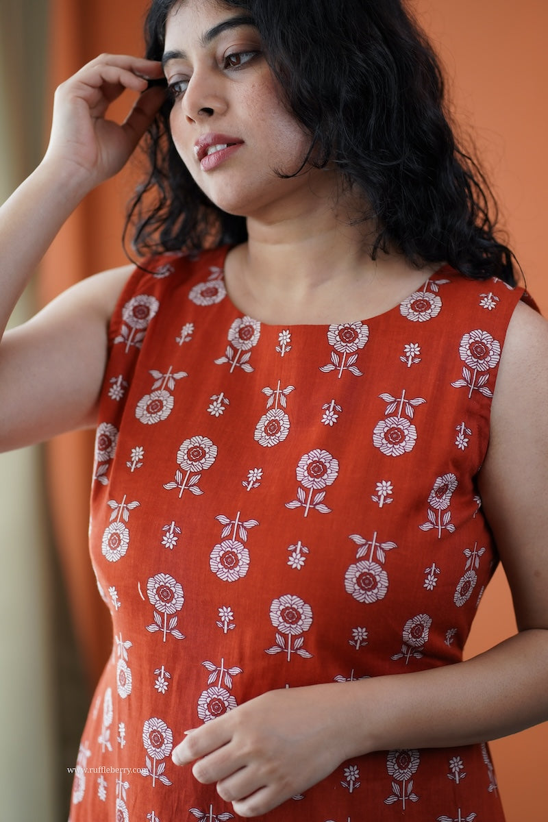 dahlia rust cotton aline dress