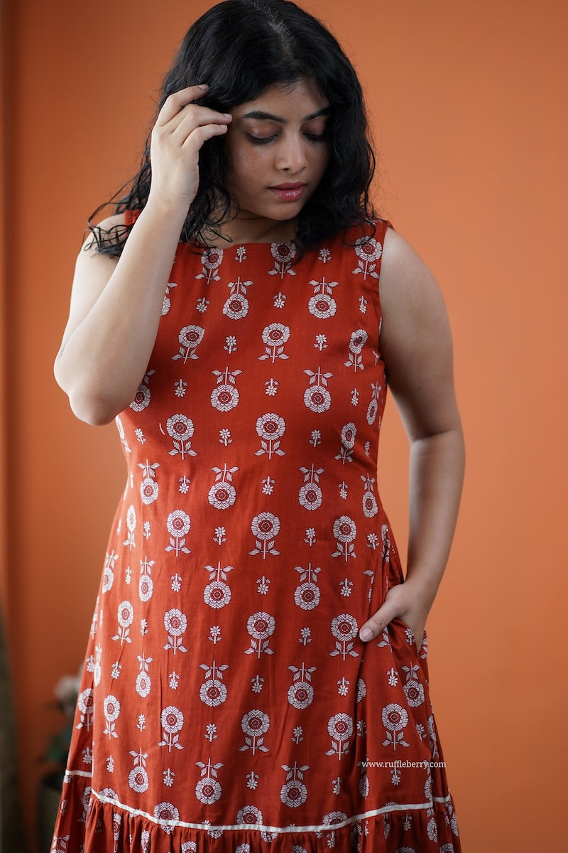 dahlia rust cotton aline dress