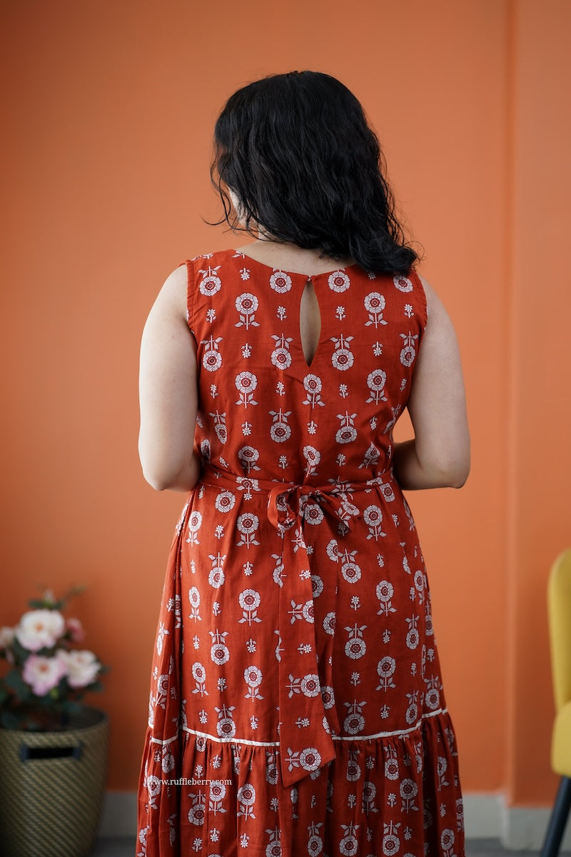 dahlia rust cotton aline dress