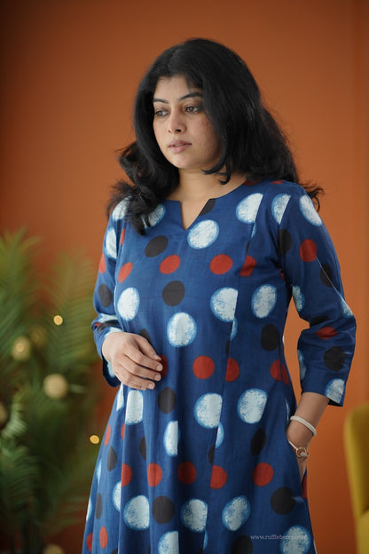 Sapna Blue Polka Cotton Co-ord Set