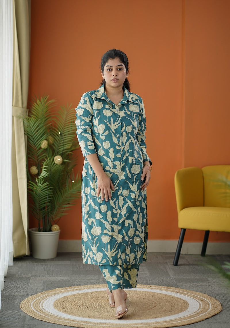 sapna teal blue cotton co-ord set