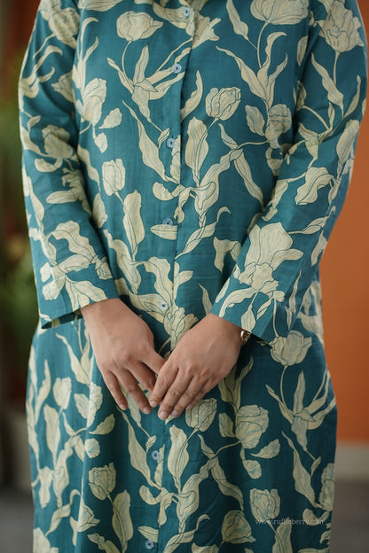 Sapna Teal Blue Cotton Co-ord Set