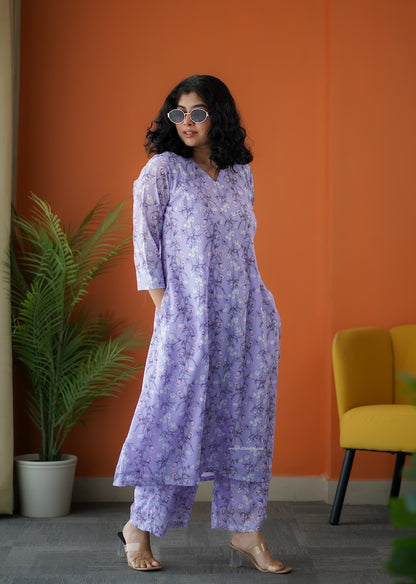 Raaga Lavender Georgette Co-ord Set