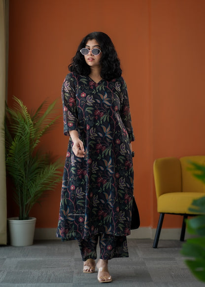 Raaga Black Georgette Co-ord Set