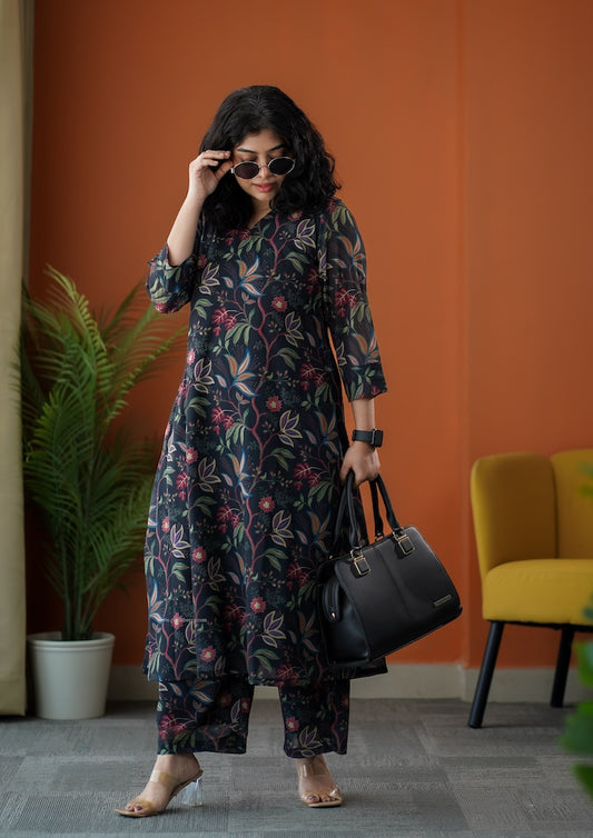 Raaga Black Georgette Co-ord Set