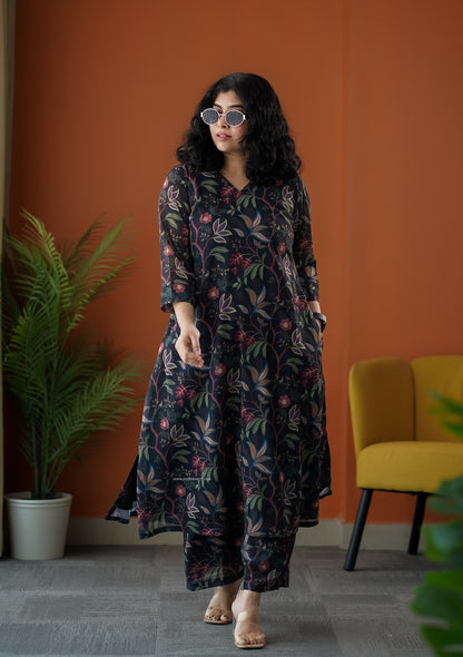 Raaga Black Georgette Co-ord Set