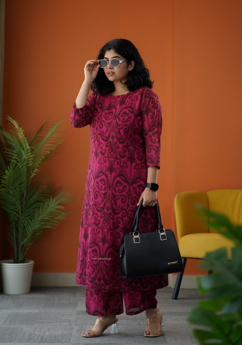 raaga pink georgette cotton co-ord set