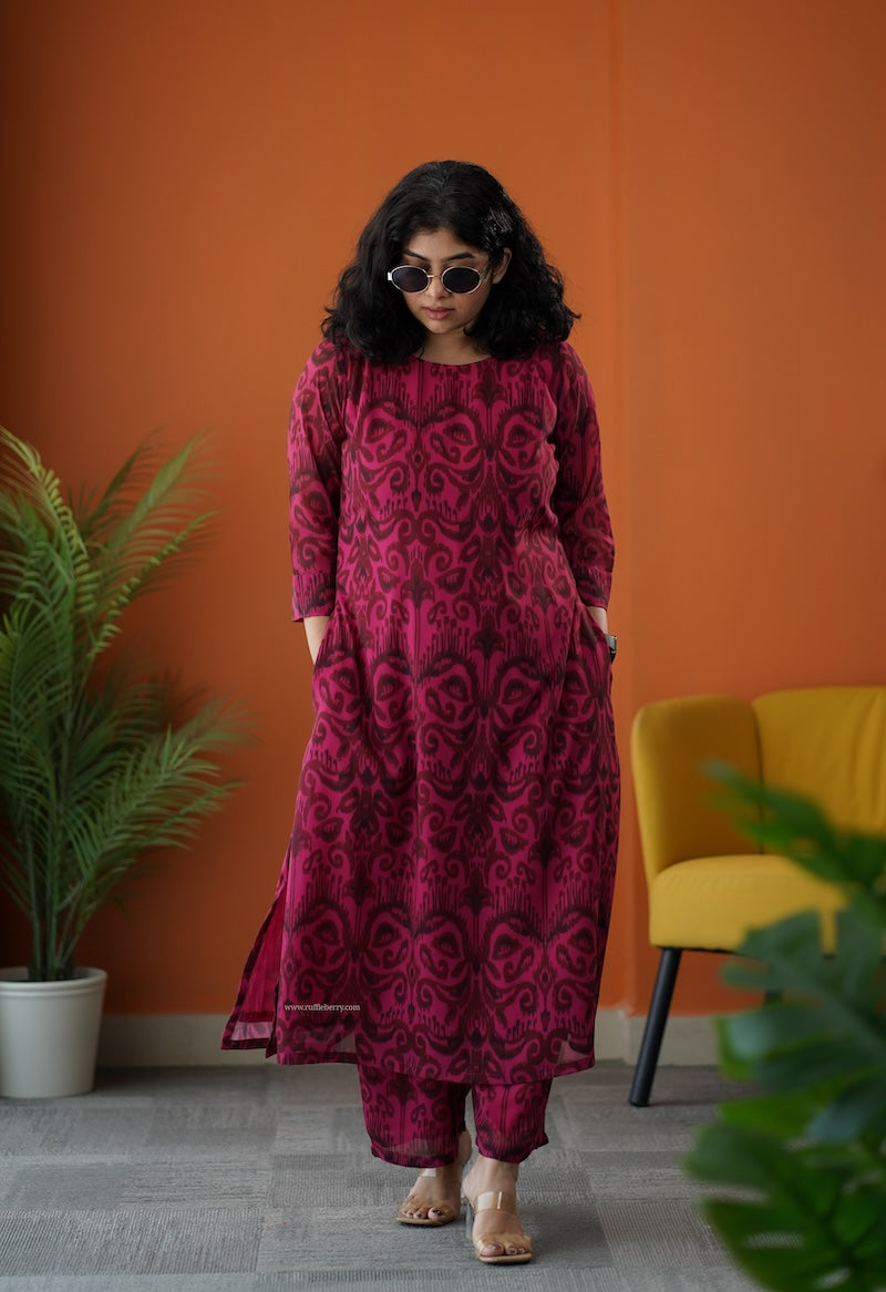 raaga pink georgette cotton co-ord set