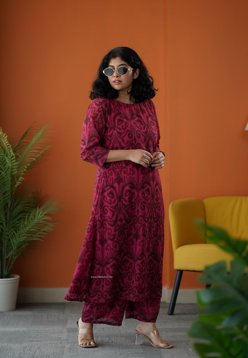 raaga pink georgette cotton co-ord set