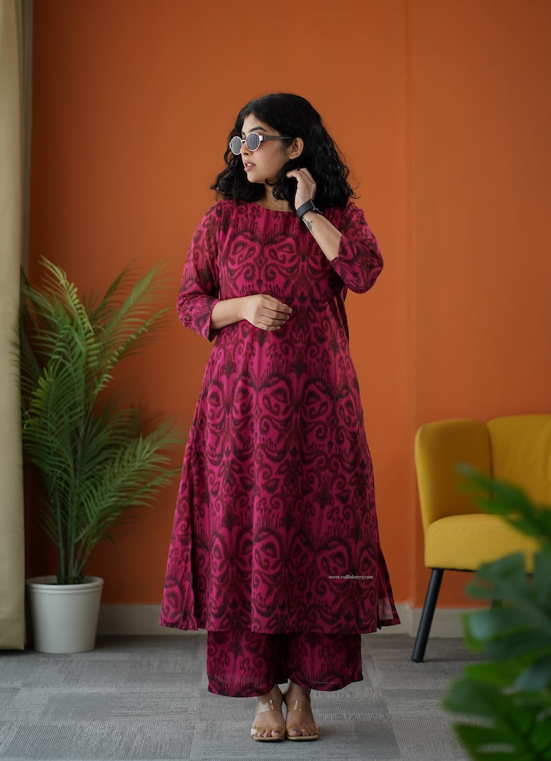 raaga pink georgette cotton co-ord set