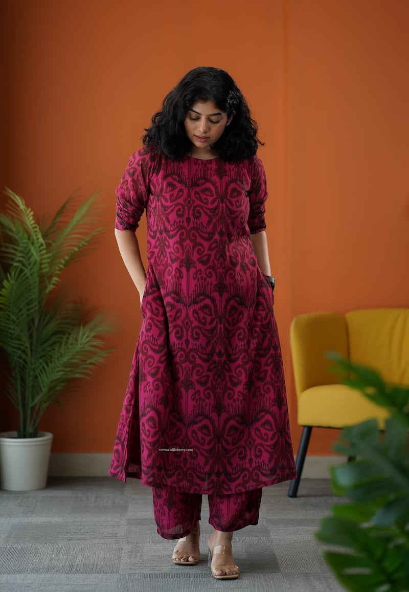 raaga pink georgette cotton co-ord set
