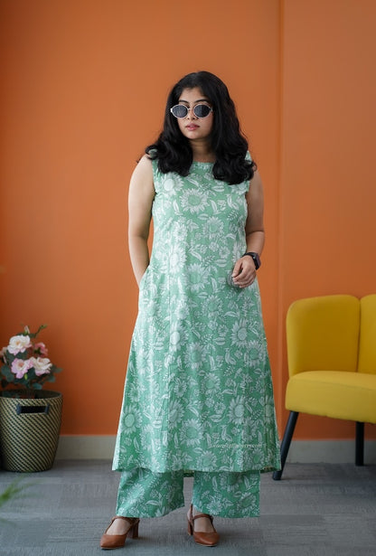 Barsa Sage Green Cotton Co-ord Set