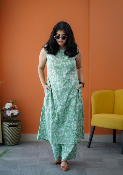 Barsa Sage Green Cotton Co-ord Set