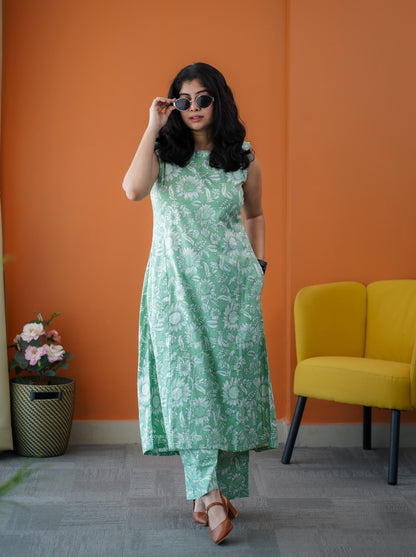 Barsa Sage Green Cotton Co-ord Set