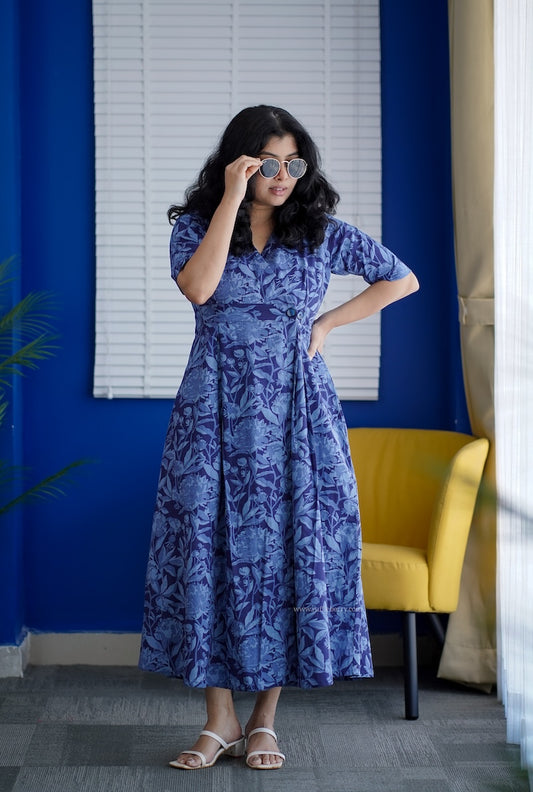 Blueberry Cotton Wrap Dress