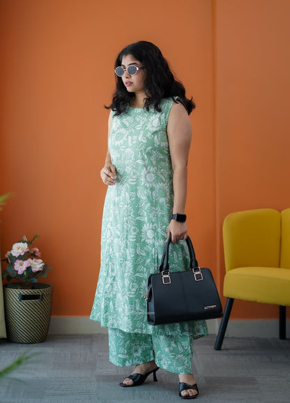 Barsa Sage Green Cotton Co-ord Set