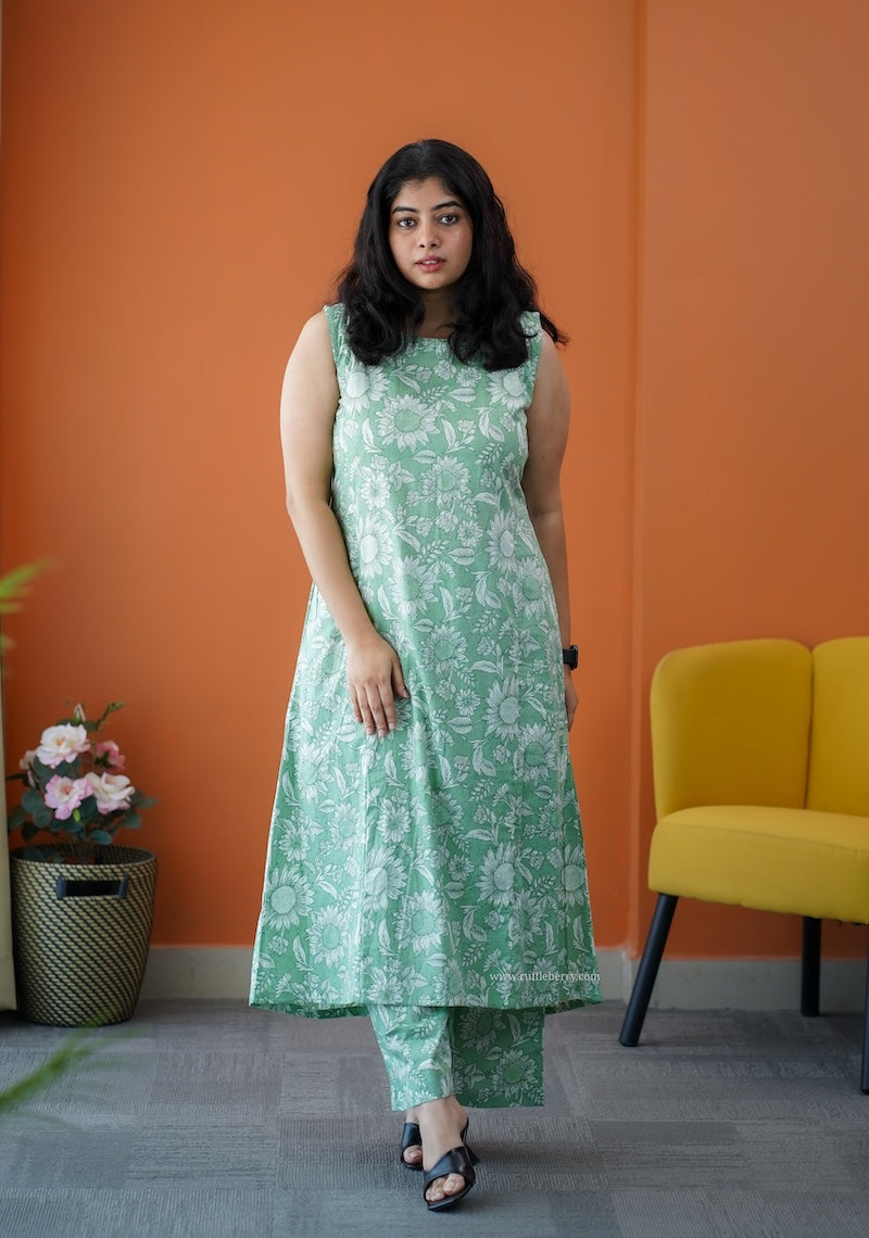 barsa sage green cotton co-ord set
